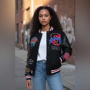 Black Varsity Jacket with Patches